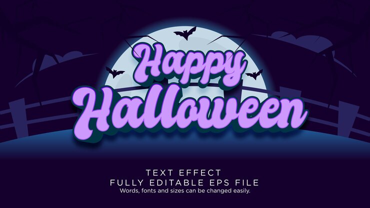 Vector tipo de fuente de efecto de texto de feliz halloween