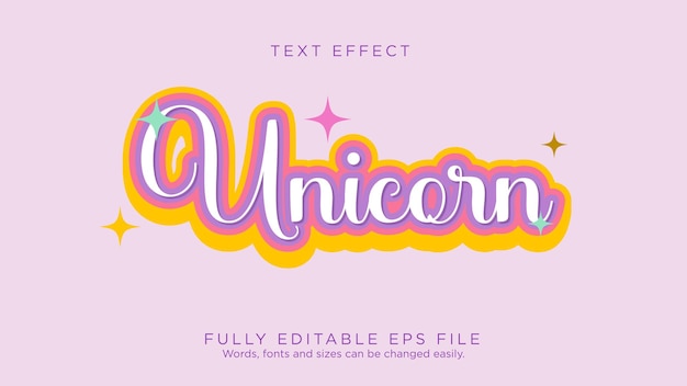 Tipo de fuente de efecto de texto de logotipo de unicornio