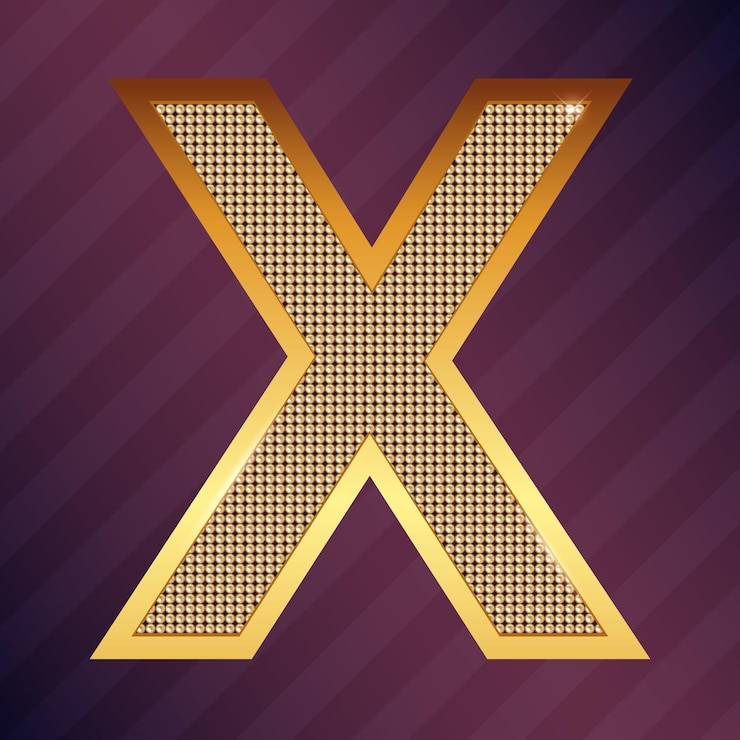 Vector tipo de fuente de vector de letra x de oro para logotipo o icono
