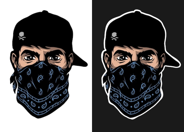 Vector un tipo con gorra de béisbol y pañuelo.