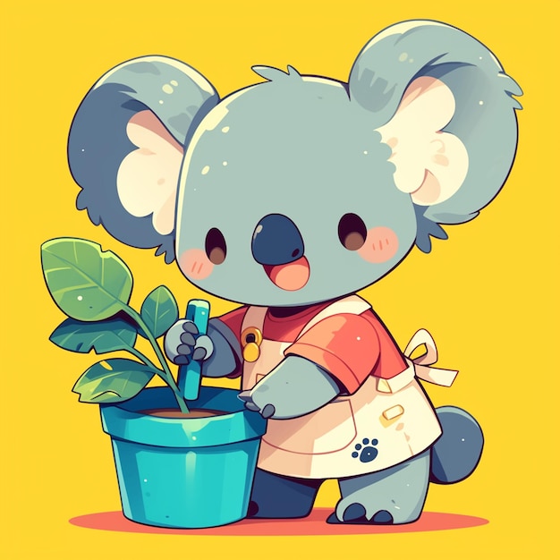 Vector un tipo de koala conserje al estilo de los dibujos animados