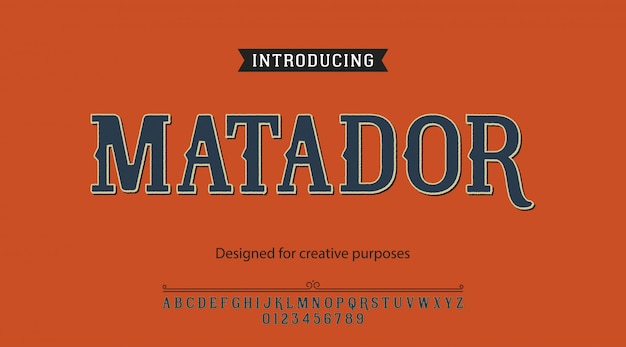 Tipo de letra matador. Para etiquetas y diferentes diseños tipográficos.