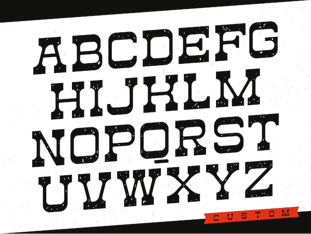 Tipo de letra occidental alfabeto vectorial con letras latinas en balck y tema dorado