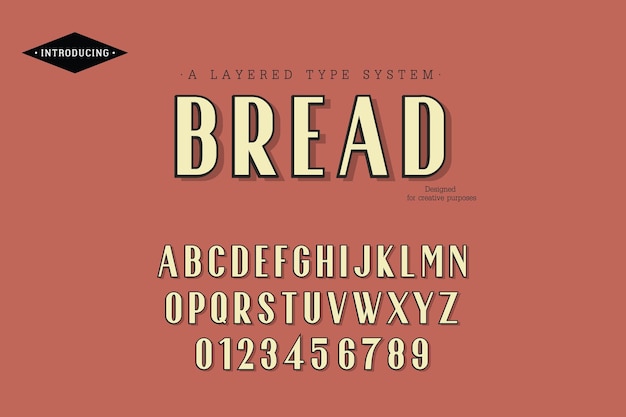 Vector tipo de letra de pan para etiquetas y diferentes diseños de tipos