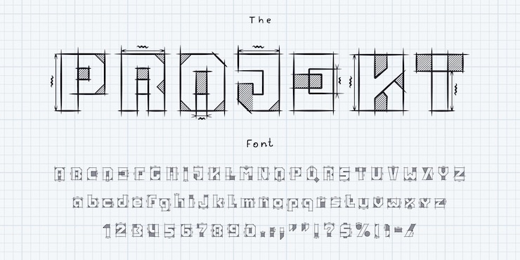 Vector tipo de letra técnico del tipo de dibujo del tipo de letra del arquitecto