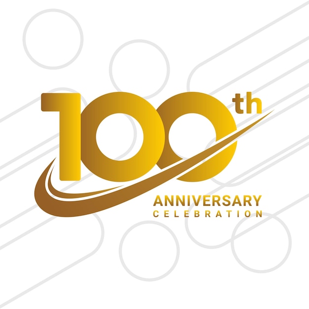 Tipo de logotipo de celebración del 100 aniversario aislado en la ilustración de vector de fondo blanco