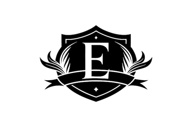 Tipo de logotipo Tipografía La letra E del icono principal dentro de un emblema Ilustración de arte vectorial