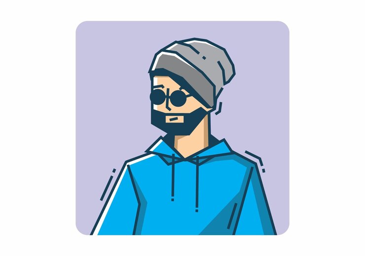 Vector tipo rígido con un gorro gris