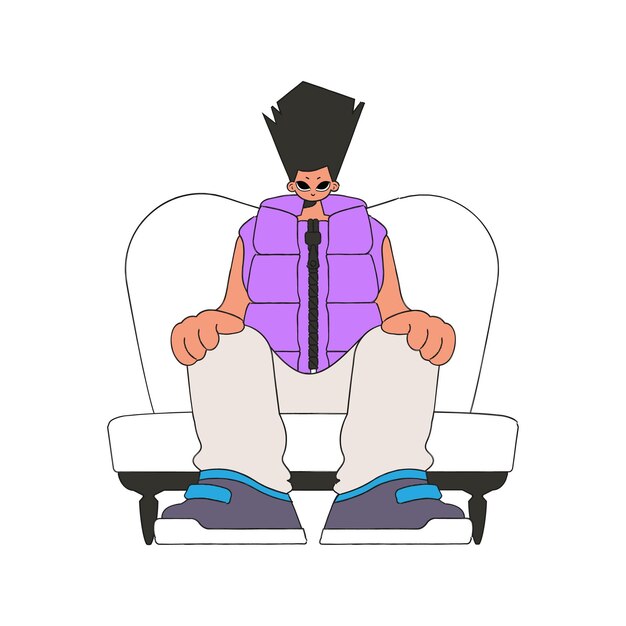 El tipo se sienta en una silla estilo Carácter Rentro.
