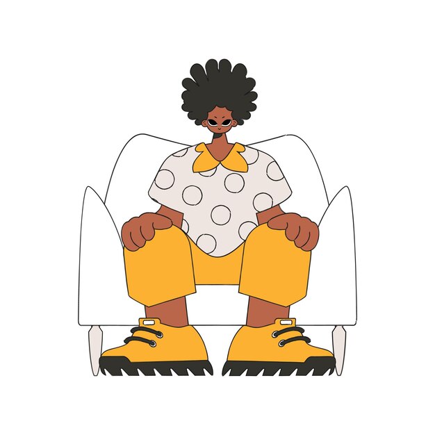 El tipo se sienta en una silla Estilo de moda de carácter