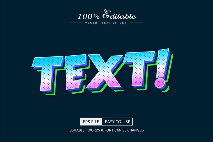 Vector tipo de texto estilo de efecto de texto vectorial editable