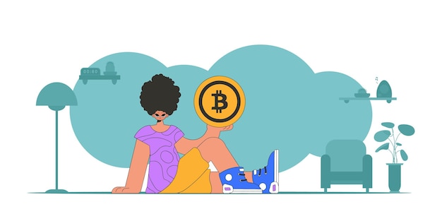 El tipo tiene un concepto de criptomoneda bitcoin.