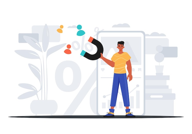 El tipo tiene un menú de gancho en su actor de puente que atrae el concepto de hora puesta Ilustración vectorial de estilo moderno