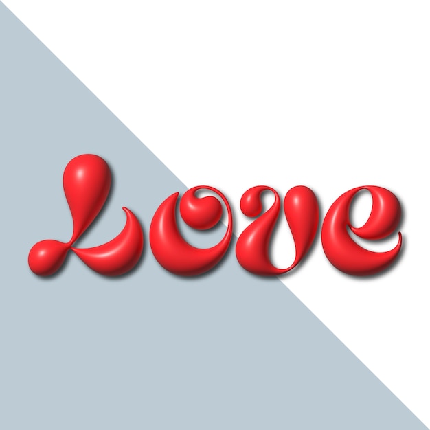 tipografía 3d de san valentín