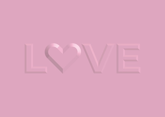 La tipografía amorosa en 3D con fondo rosado