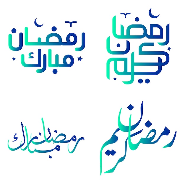 Tipografía árabe Ilustración vectorial para degradado verde y azul Ramadán Kareem Saludos Deseos