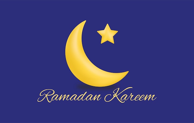 Tipografía árabe Ramadan Karim con luna y fondo oscuro islámico