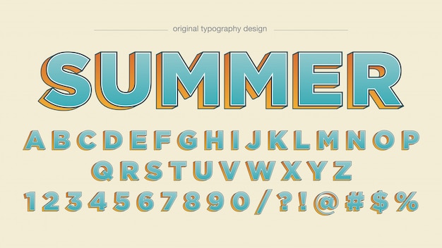 Tipografía azul naranja negrita