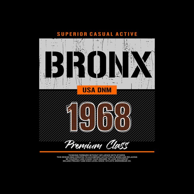 tipografía bronx para vector premium de camiseta estampada