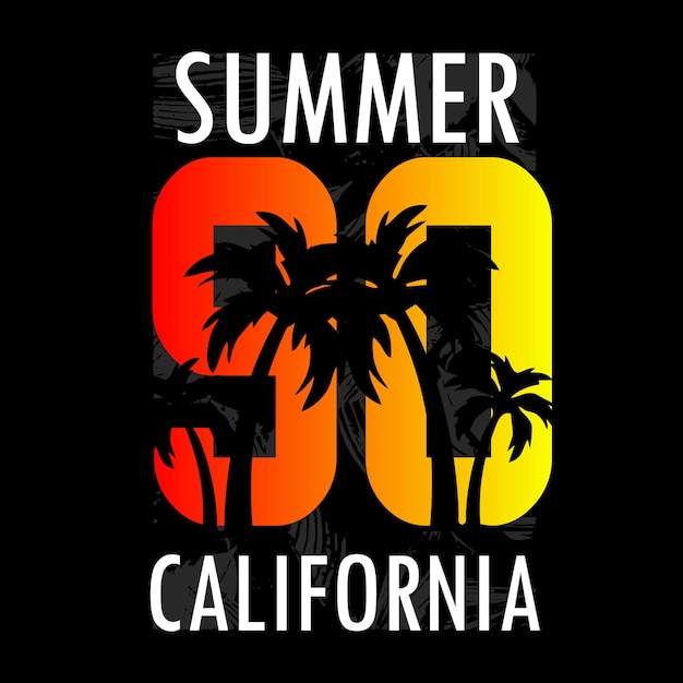 Tipografía de california para el diseño de camisetas vector premium