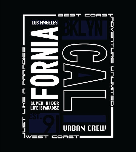 Tipografía de California para imprimir ilustración camiseta vector arte vintage