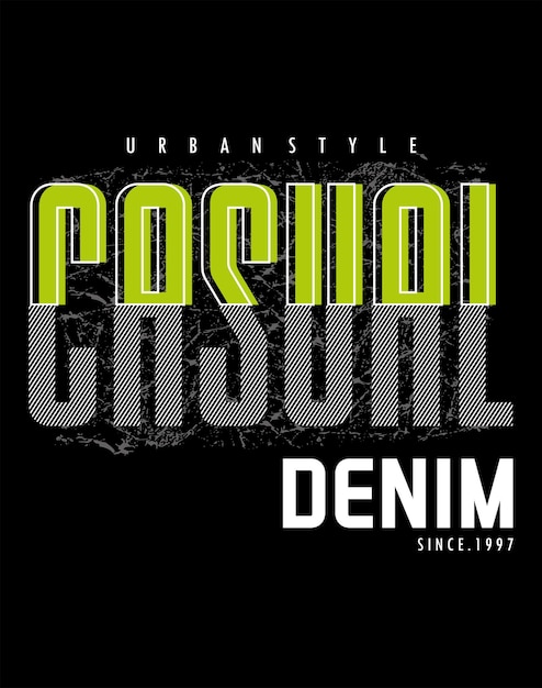 Tipografía casual de mezclilla para vector premium de diseño de camiseta