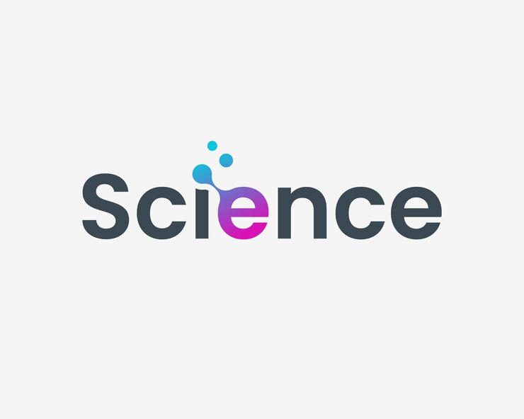 Vector tipografía de ciencia wordmark molécula laboratorio molecular microbiología diseño de logotipo vectorial moderno