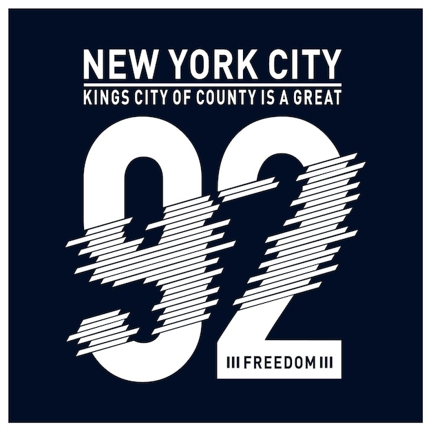 Tipografía de la ciudad de nueva york para gráficos de ropa de diseño para camiseta de número de producto impreso