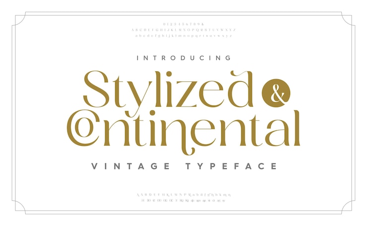 Vector tipografía clásica fuente serif mayúsculas ligaduras minúsculas ampersand alternativo y número