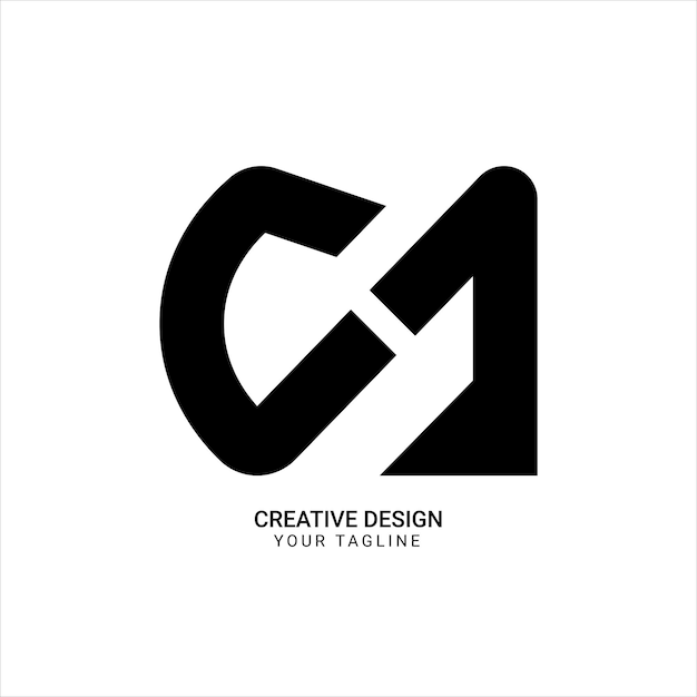 Tipografía creativa de letras CA minimalista, dinámica, elegante, plana, moderna, marca, diseño de logotipo único