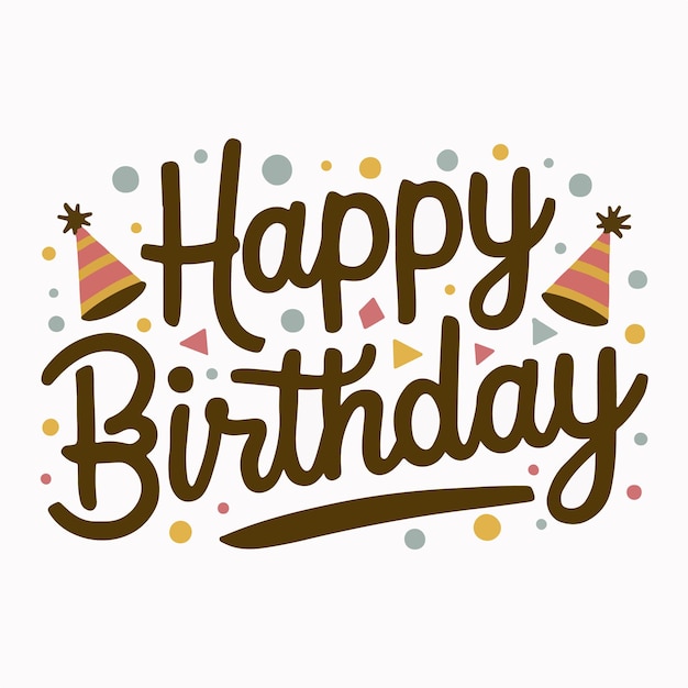 tipografía decorativa de feliz cumpleaños con fuente lúdica en ilustración de fondo blanco