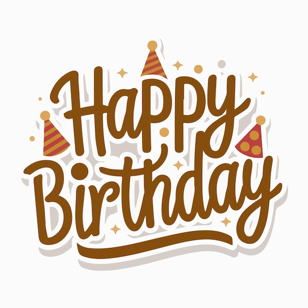 tipografía decorativa de feliz cumpleaños con fuente lúdica en ilustración de fondo blanco