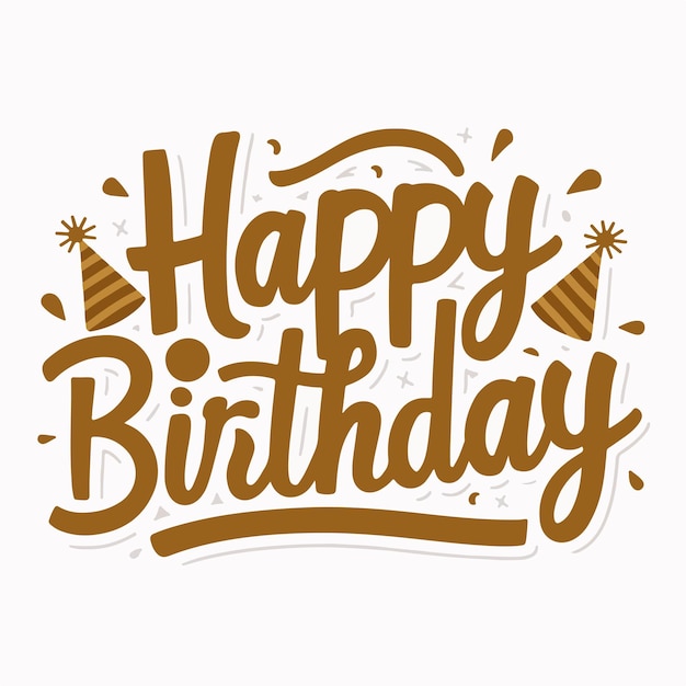 tipografía decorativa de feliz cumpleaños con fuente lúdica en ilustración de fondo blanco