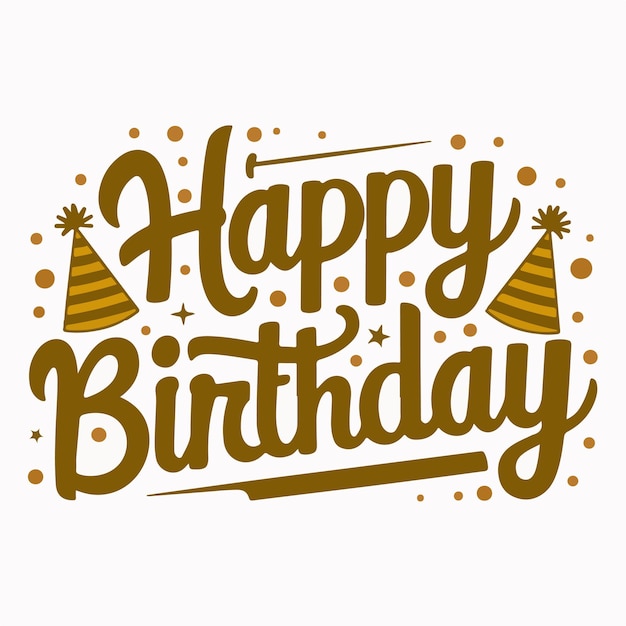 tipografía decorativa de feliz cumpleaños con fuente lúdica en ilustración de fondo blanco