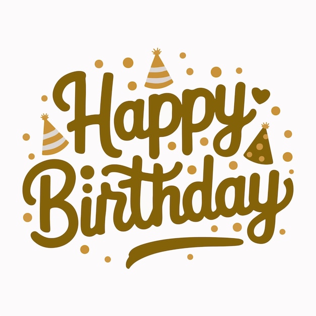 tipografía decorativa de feliz cumpleaños con fuente lúdica en ilustración de fondo blanco