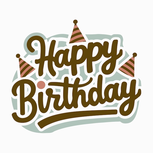 tipografía decorativa de feliz cumpleaños con fuente lúdica en ilustración de fondo blanco