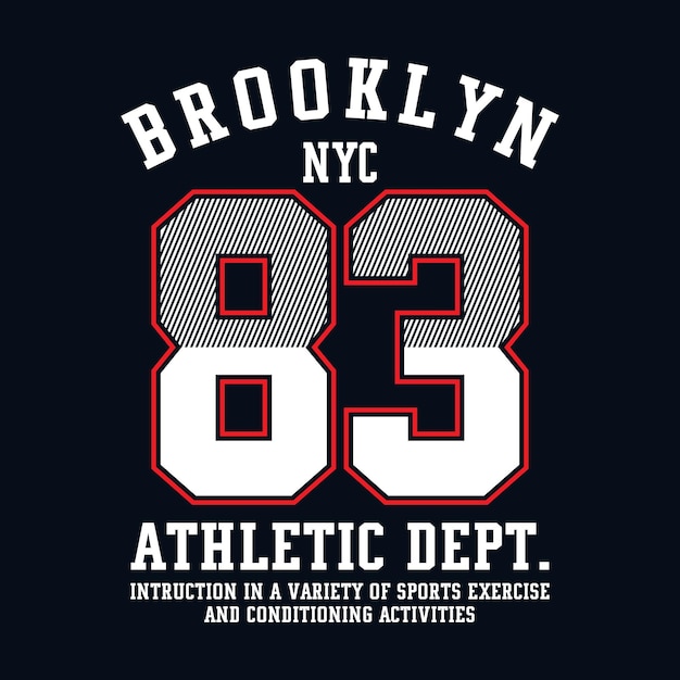 Tipografía del departamento atlético de Brooklyn para vectores de impresión de camisetas