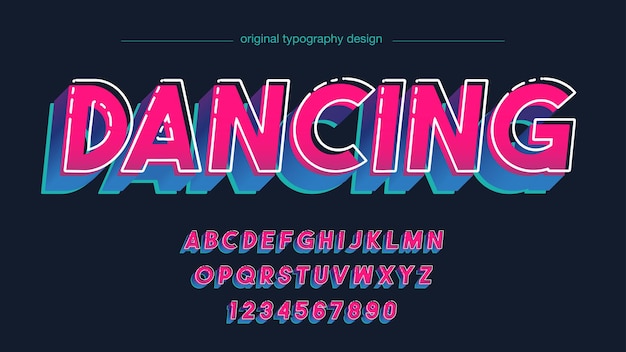 Tipografía deportiva moderna rosa y azul 3d