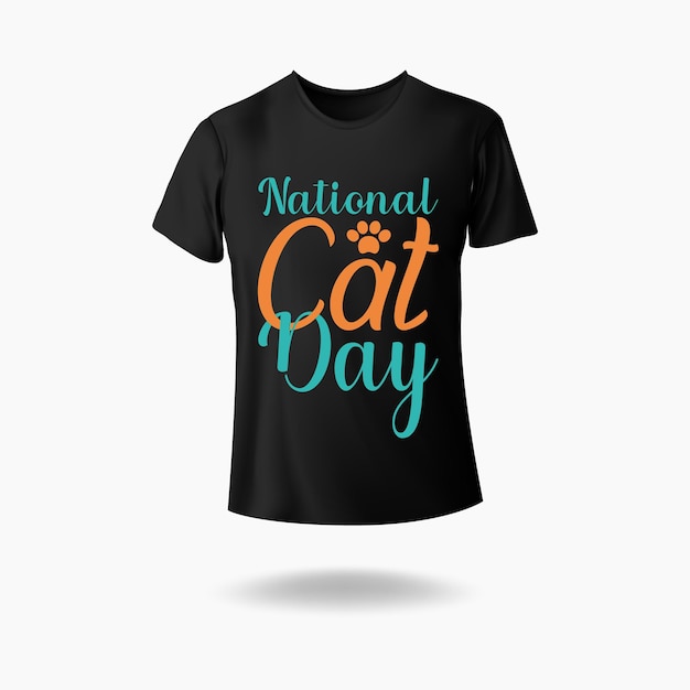 Tipografía del Día Nacional del Gato con Diseño de Camiseta de Vector de Pata para Pet Lover eps 10