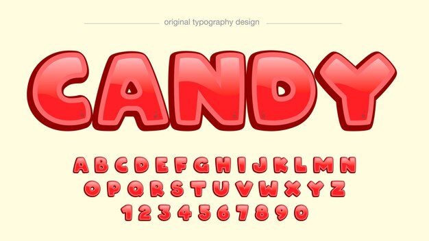 Tipografía de dibujos animados rojo brillante