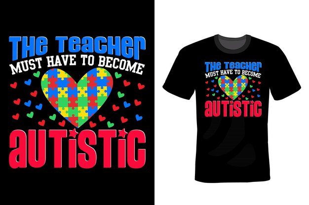 Tipografía de diseño de camiseta de autismo vintage