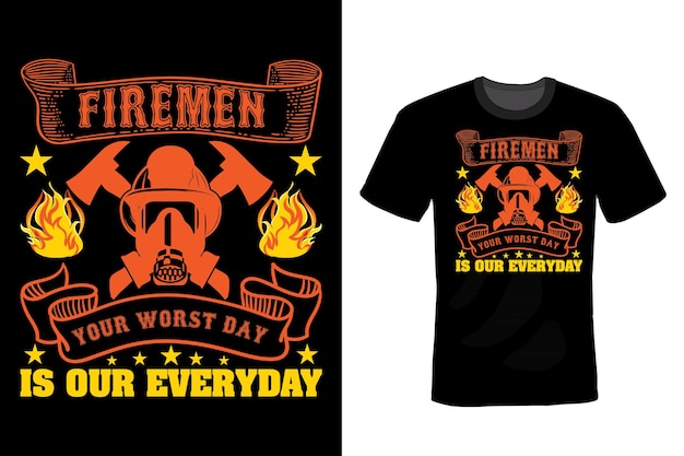 Tipografía de diseño de camiseta de bombero vintage