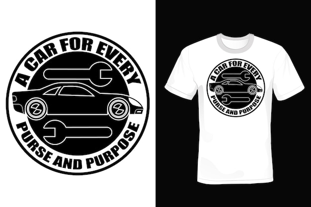 Tipografía de diseño de camiseta de coche vintage