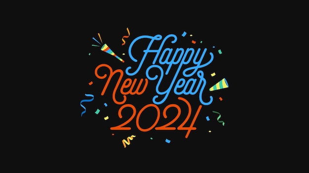 Vector tipografía de diseño colorida feliz año nuevo 2024 plantillas de diseño para portadas de calendarios carteles