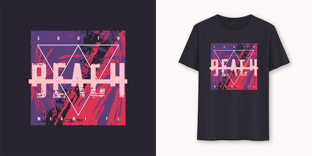 Tipografía de diseño vectorial de camiseta gráfica con estilo de south beach miami