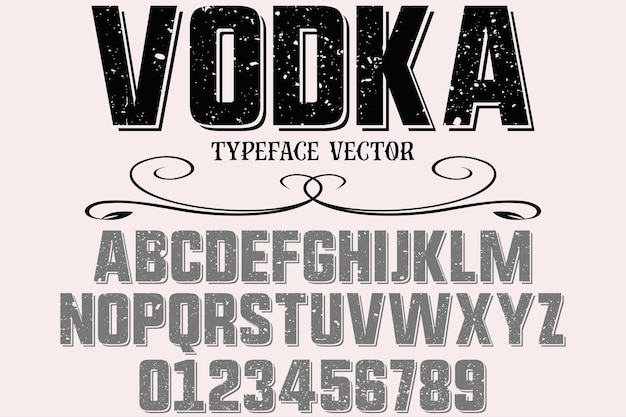 Vector tipografía de estilo antiguo diseño de fuente vodka