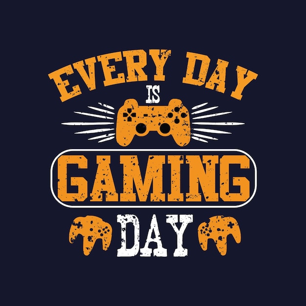 Tipografía Every Day is Gaming Day en estilo retro vintage Vector Premium