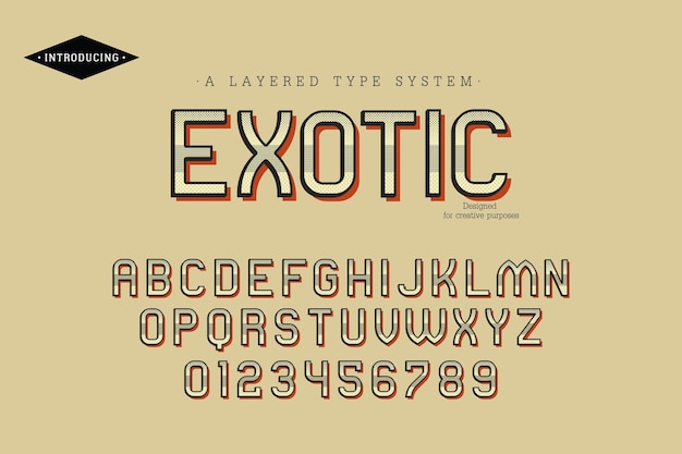 Tipografía exótica para etiquetas y diferentes diseños de tipos