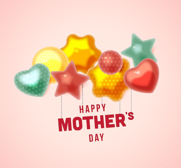 Vector tipografía feliz día de las madres con corazón 3d