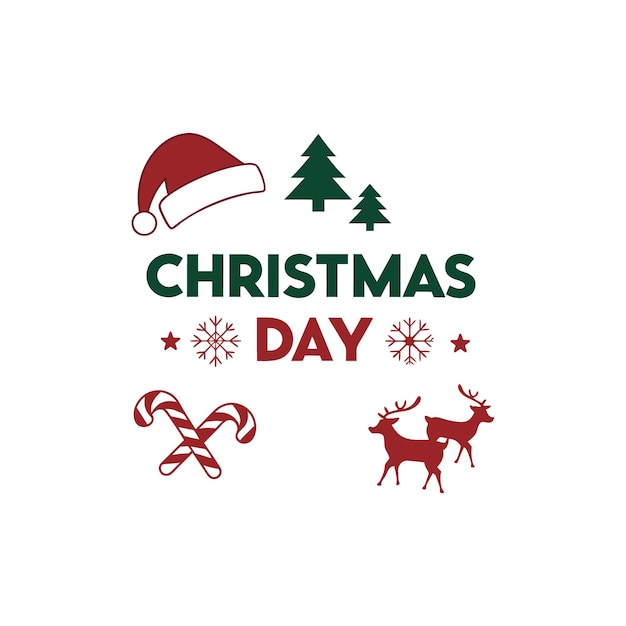 Tipografía de Feliz Navidad con elementos rojos y verdes